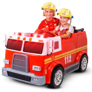 Kinder-Elektro-Feuerwehrauto, 2-Sitzer, Sirene, Spritze, EVA-Reifen, 90 Watt, Fernbedienung