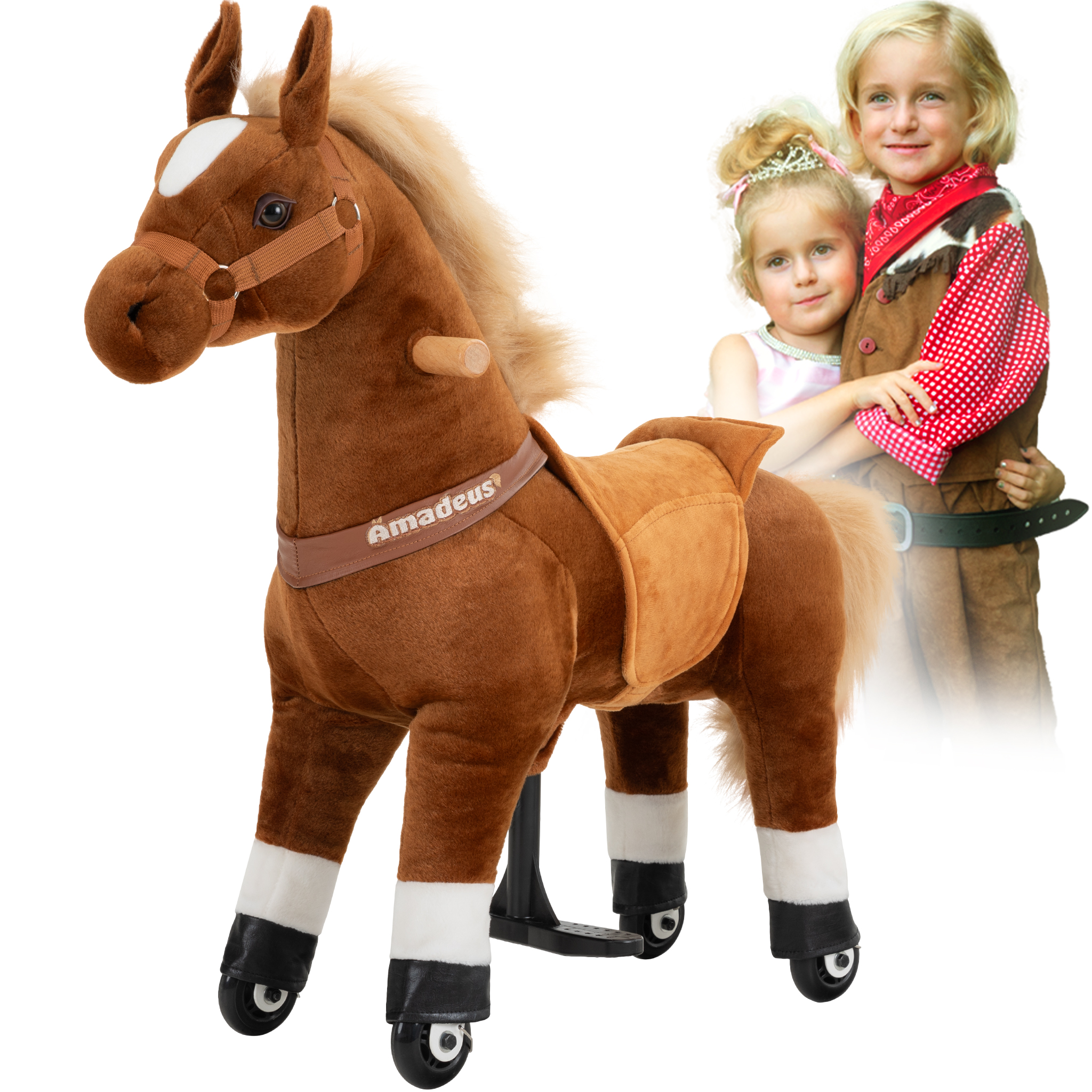 Pony Amadeus, Medium, Spielpferd zum Reiten, 4-8 Jahre, integrierte Lenkung