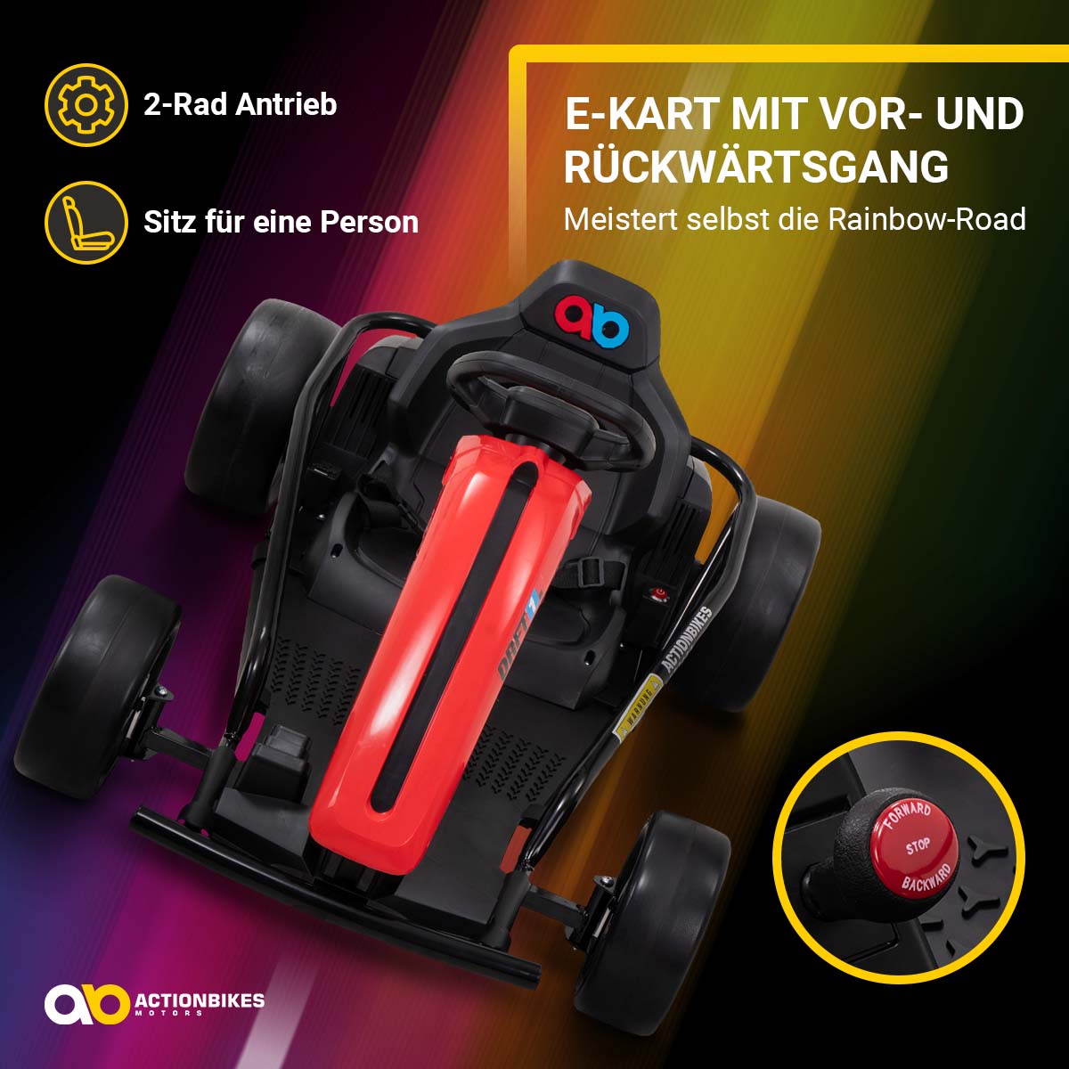 Drift-Kart SX1968, Drift-Scooter Go-Kart 700 Watt, EVA-Weichgummireifen vorne, Bremsautomatik – Bild 2