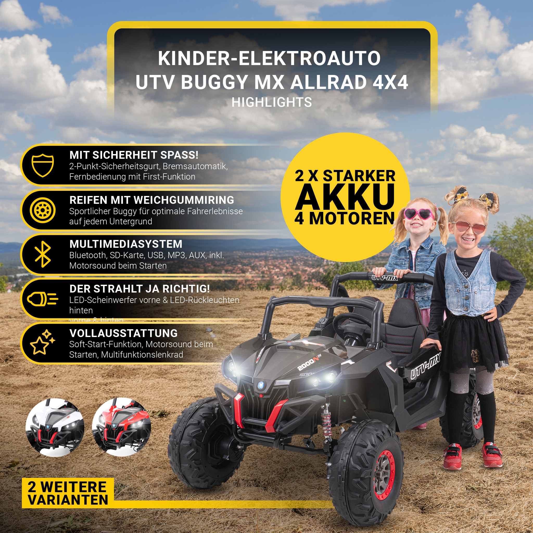 Kinder-Elektroauto UTV Buggy MX Allrad 4x4 – Bild 26