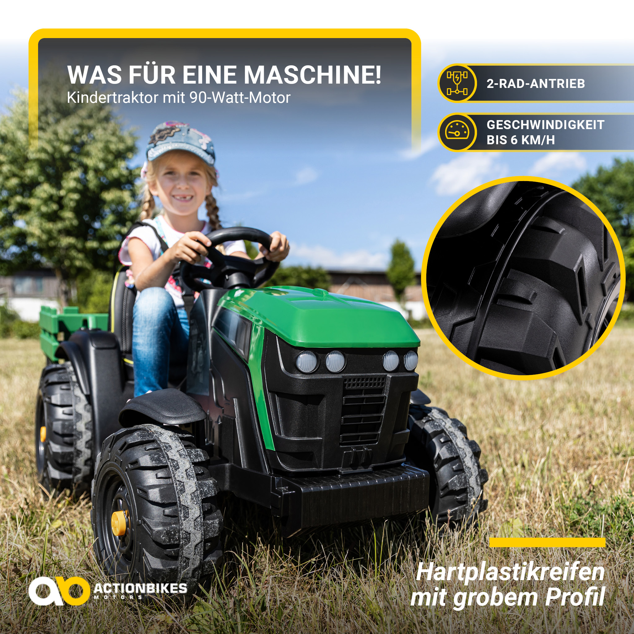 Elektro-Kindertraktor TD925 mit Anhänger + Fernbedienung – echtes Fahrgefühl für 3–7 Jahre! – Bild 4