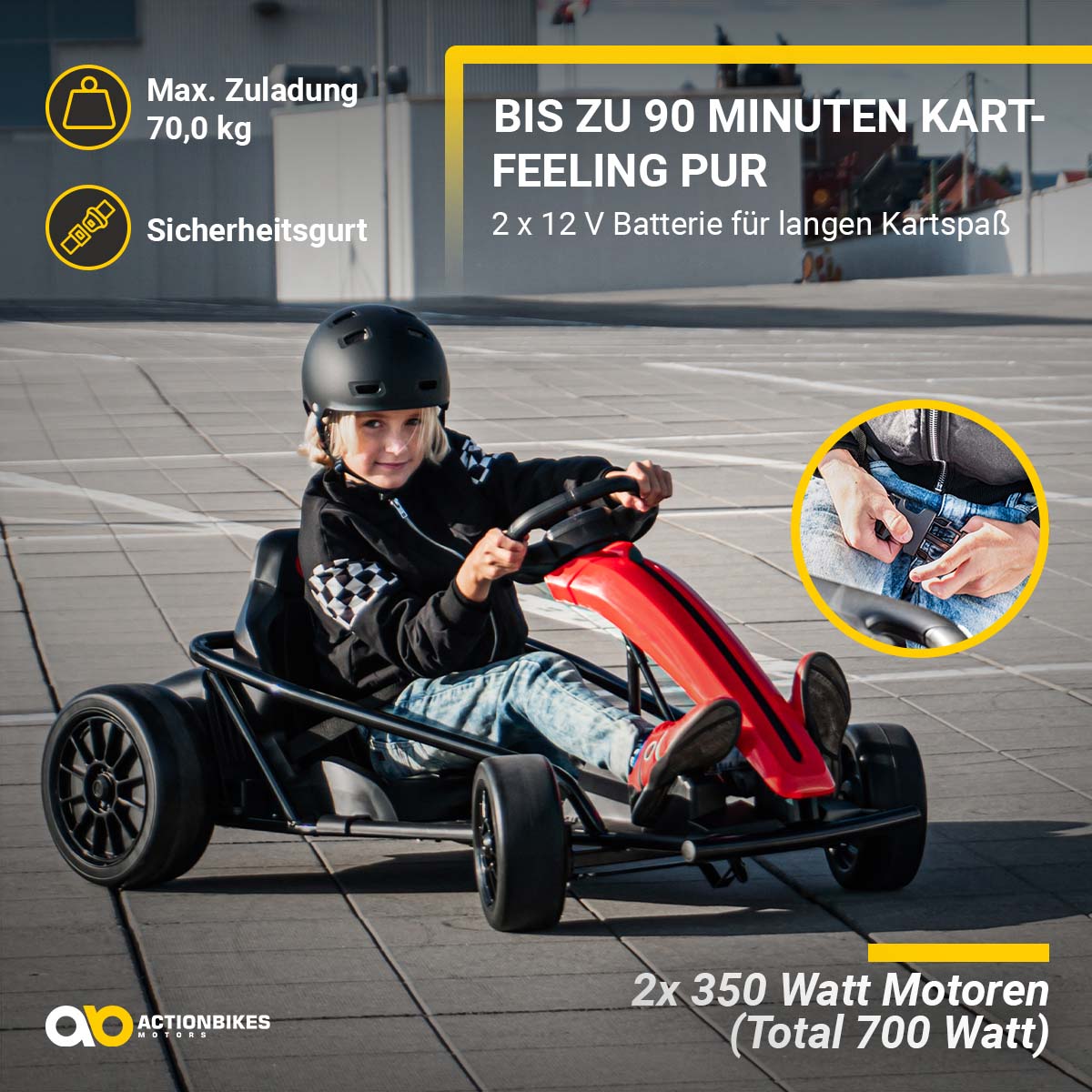 Drift-Kart SX1968, Drift-Scooter Go-Kart 700 Watt, EVA-Weichgummireifen vorne, Bremsautomatik – Bild 6