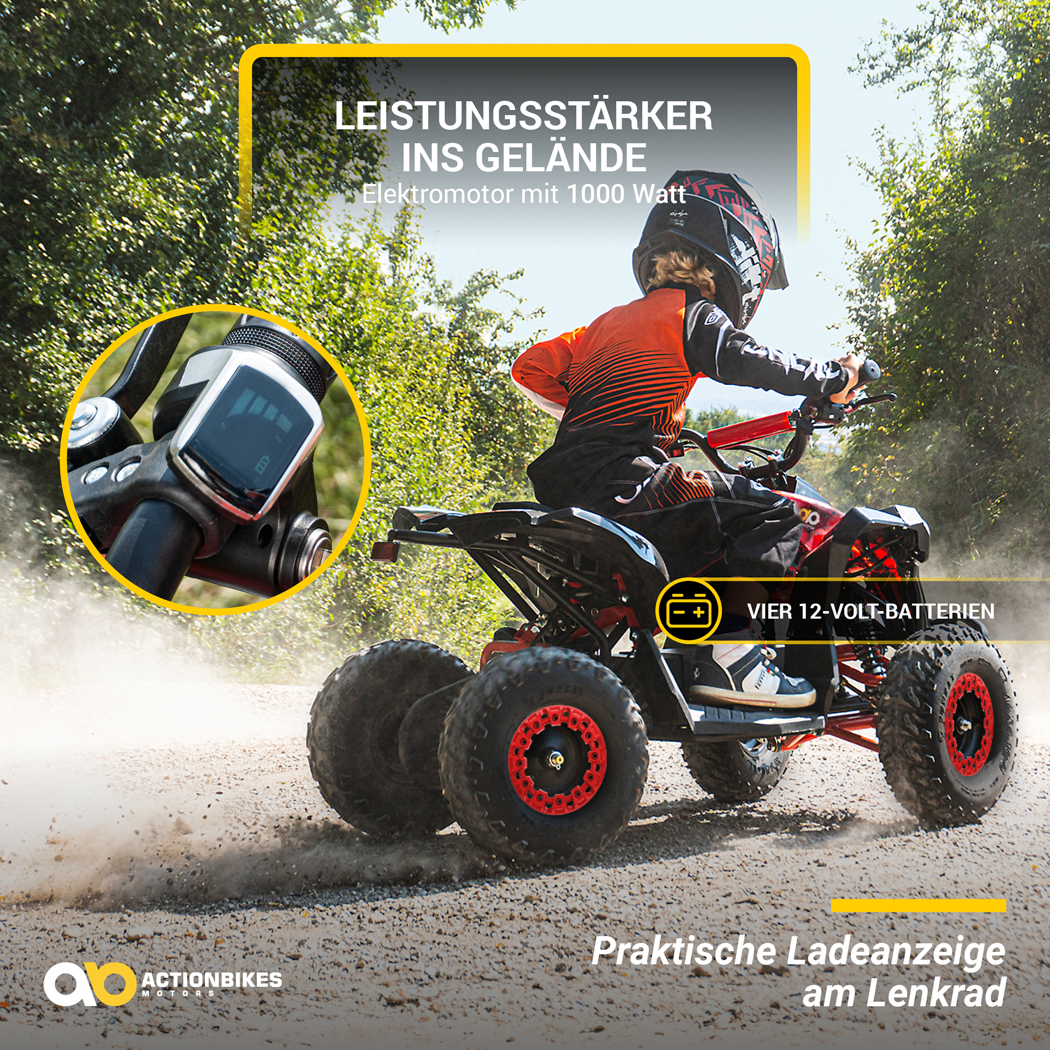 Elektro-Kinderquad Reneblade, Mini-Quad mit 1000 Watt, Federung, Scheibenbremsen, drosselbar, LEDs – Bild 6