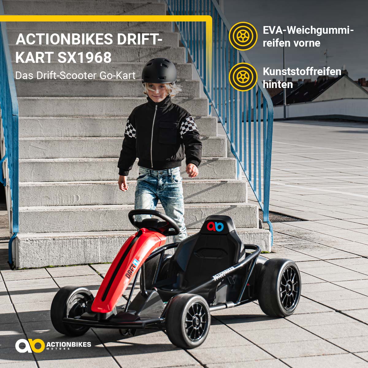 Drift-Kart SX1968, Drift-Scooter Go-Kart 700 Watt, EVA-Weichgummireifen vorne, Bremsautomatik – Bild 8