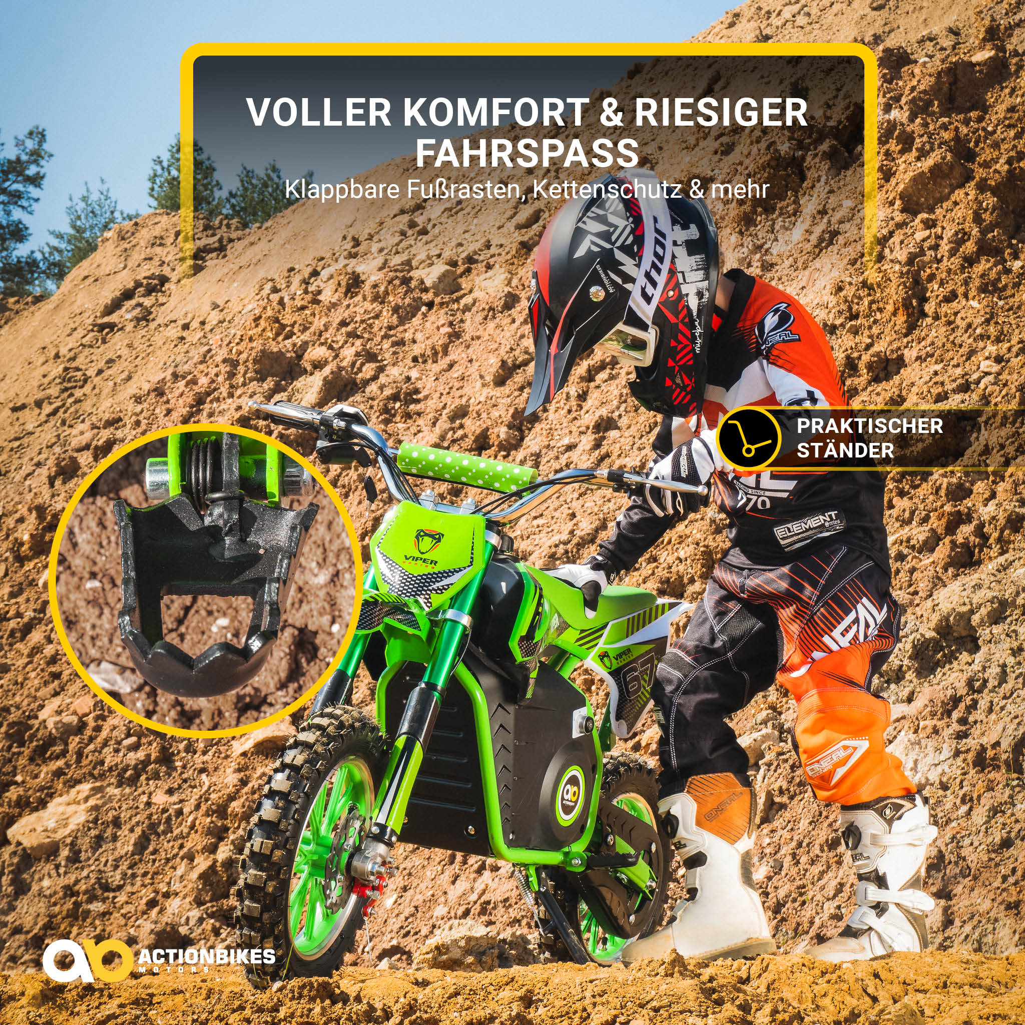 Kinder-Crossbike Viper, Elektro-Kindermotorrad, 1000 Watt, bis 24 km/h, Scheibenbremsen, ab 8 Jahren – Bild 21