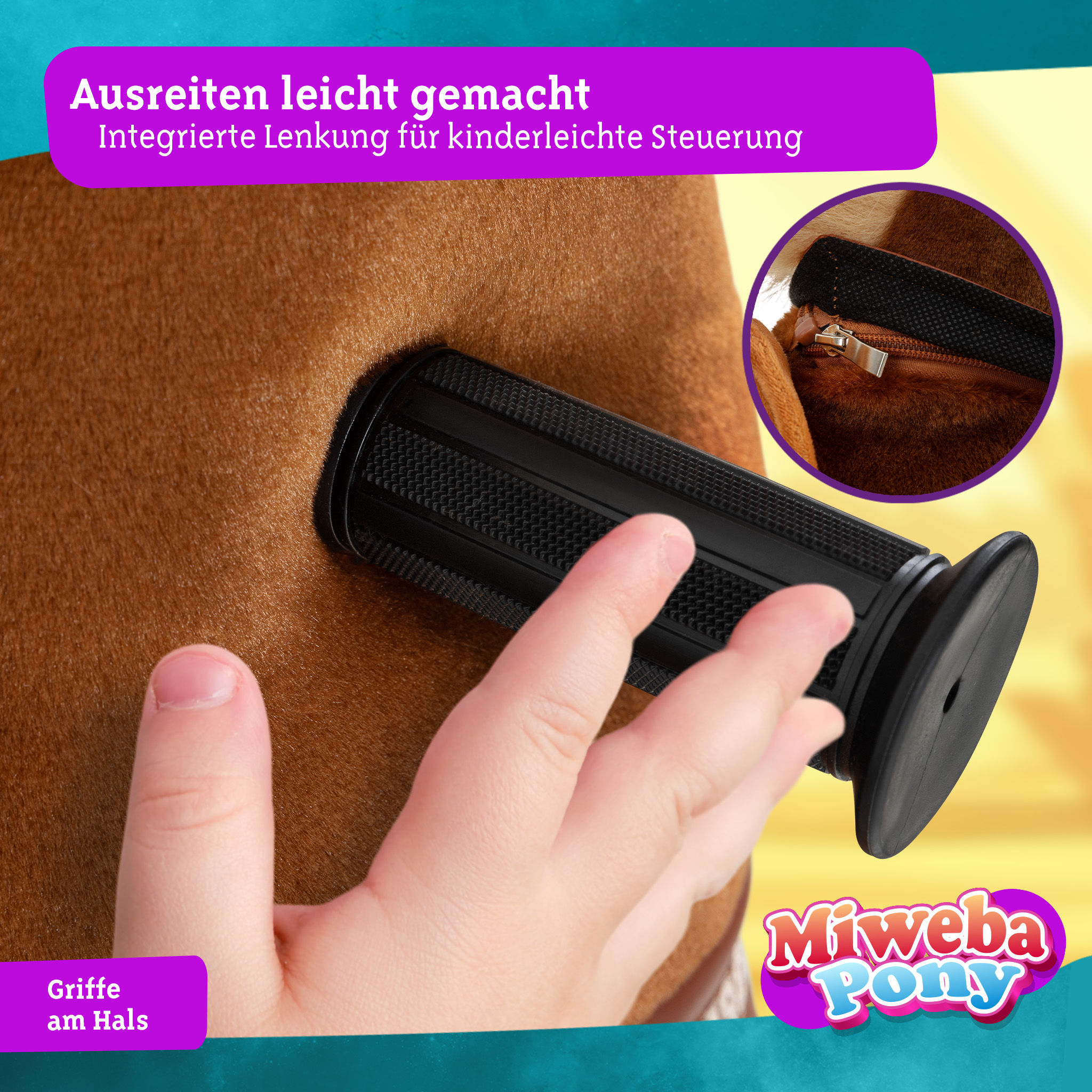 Pony Amadeus, Medium, Spielpferd zum Reiten, 4-8 Jahre, integrierte Lenkung – Bild 14