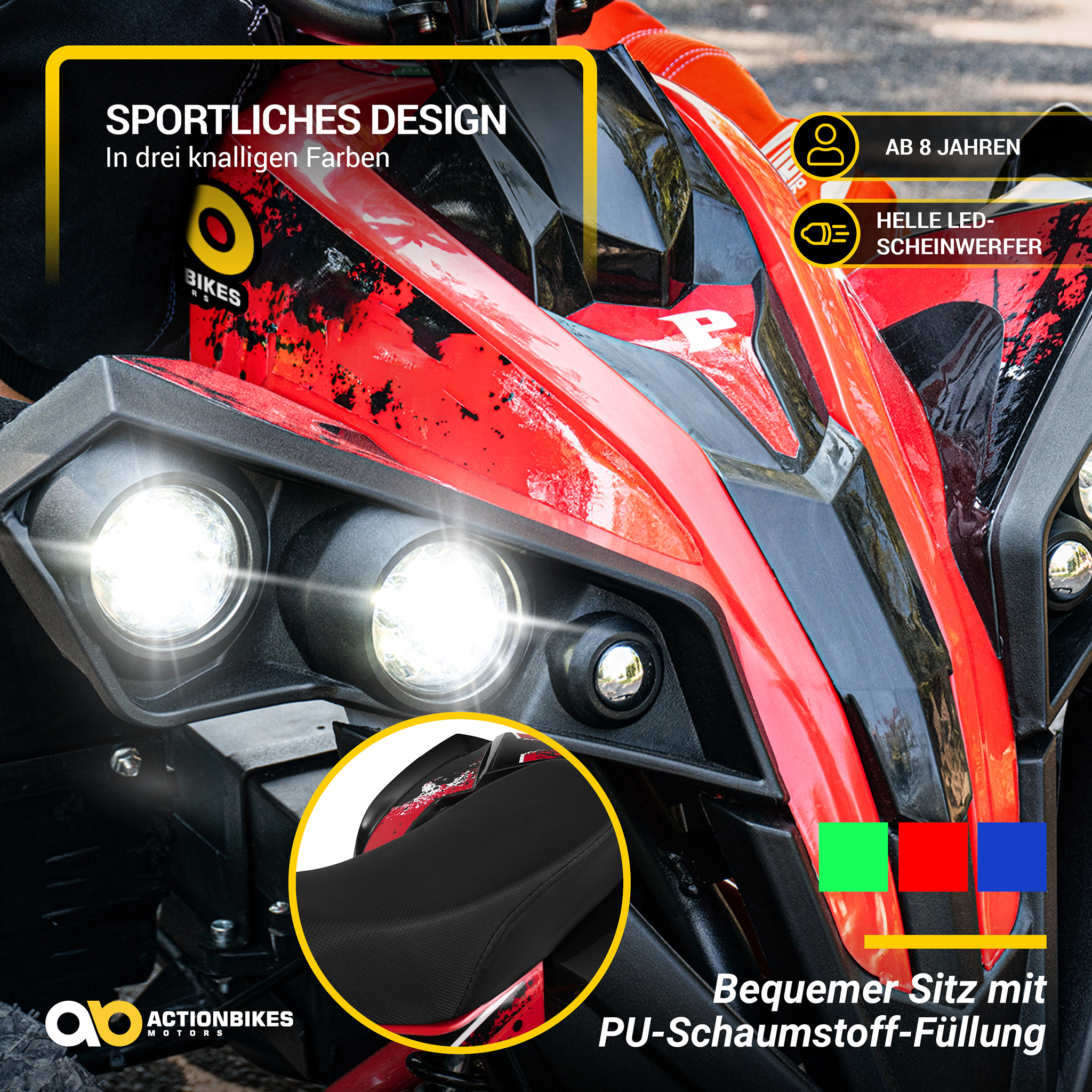 Elektro-Kinderquad Reneblade, Mini-Quad mit 1000 Watt, Federung, Scheibenbremsen, drosselbar, LEDs – Bild 8