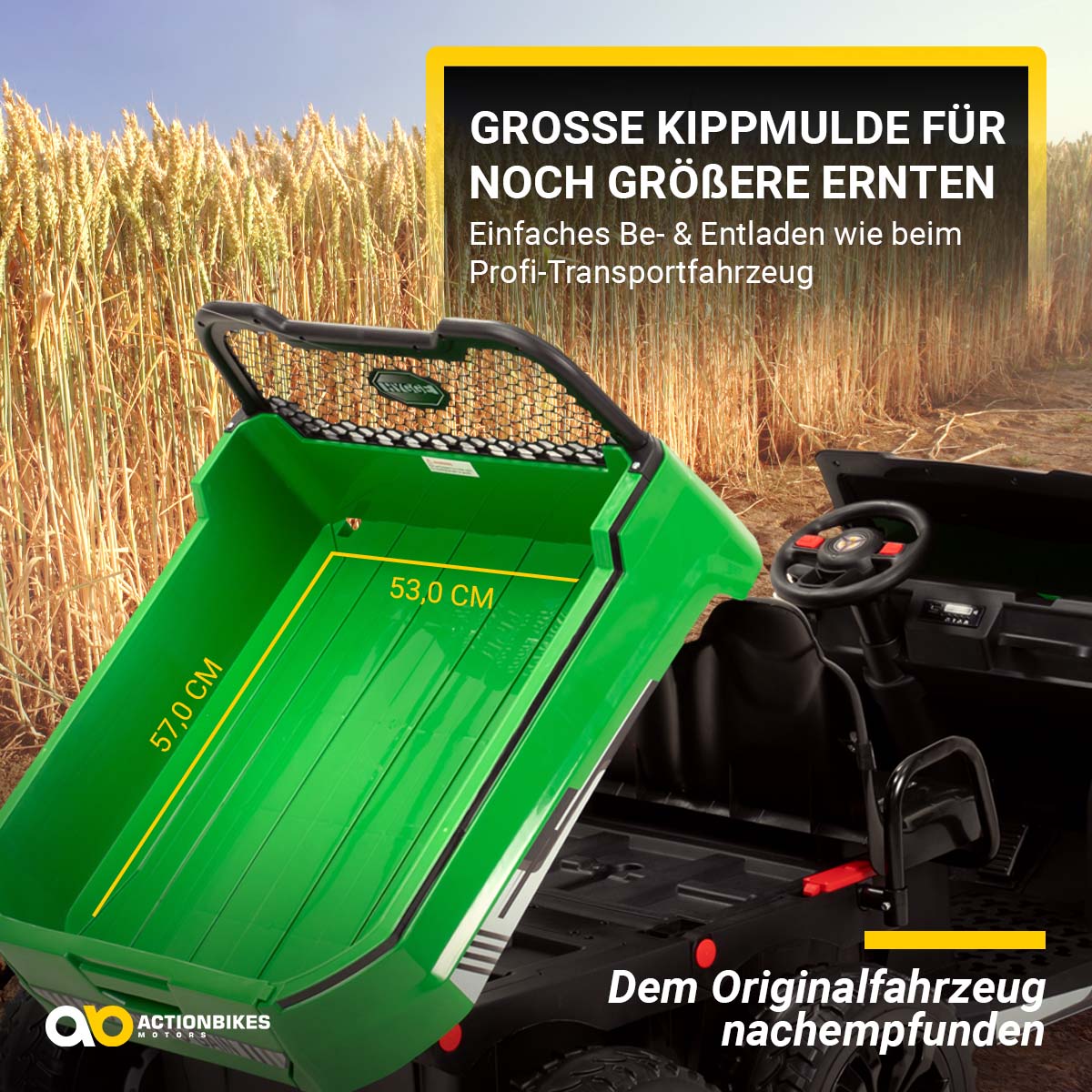UTV-Kinder-Elektroauto A730 mit 6x4 Vierradantrieb, 2-Sitzer, Kippmulde, Fernbedienung, EVA-Reifen – Bild 7