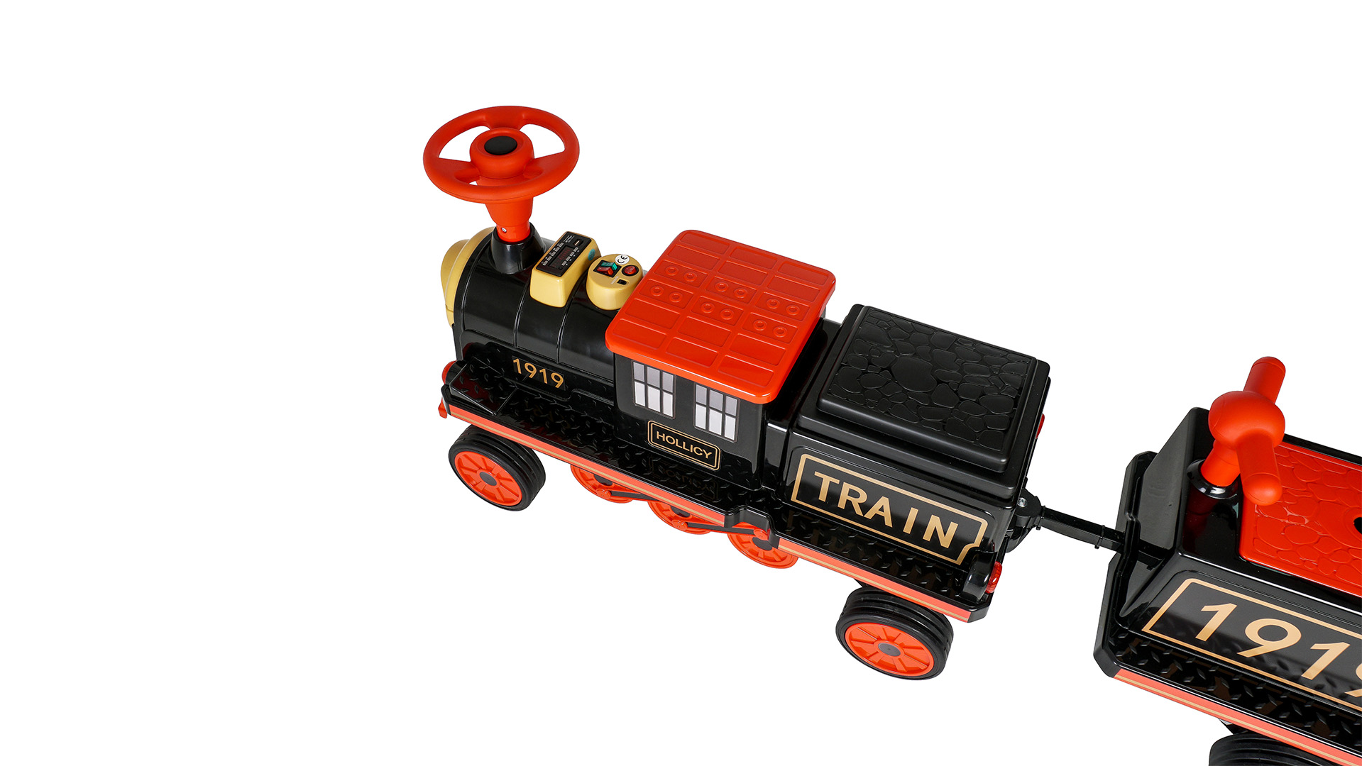 Kinder-Elektrozug mit Anhänger, elektrische Eisenbahn, 3 Sitzplätze, 5 km/h, Soft-Start, 180 Watt – Bild 5
