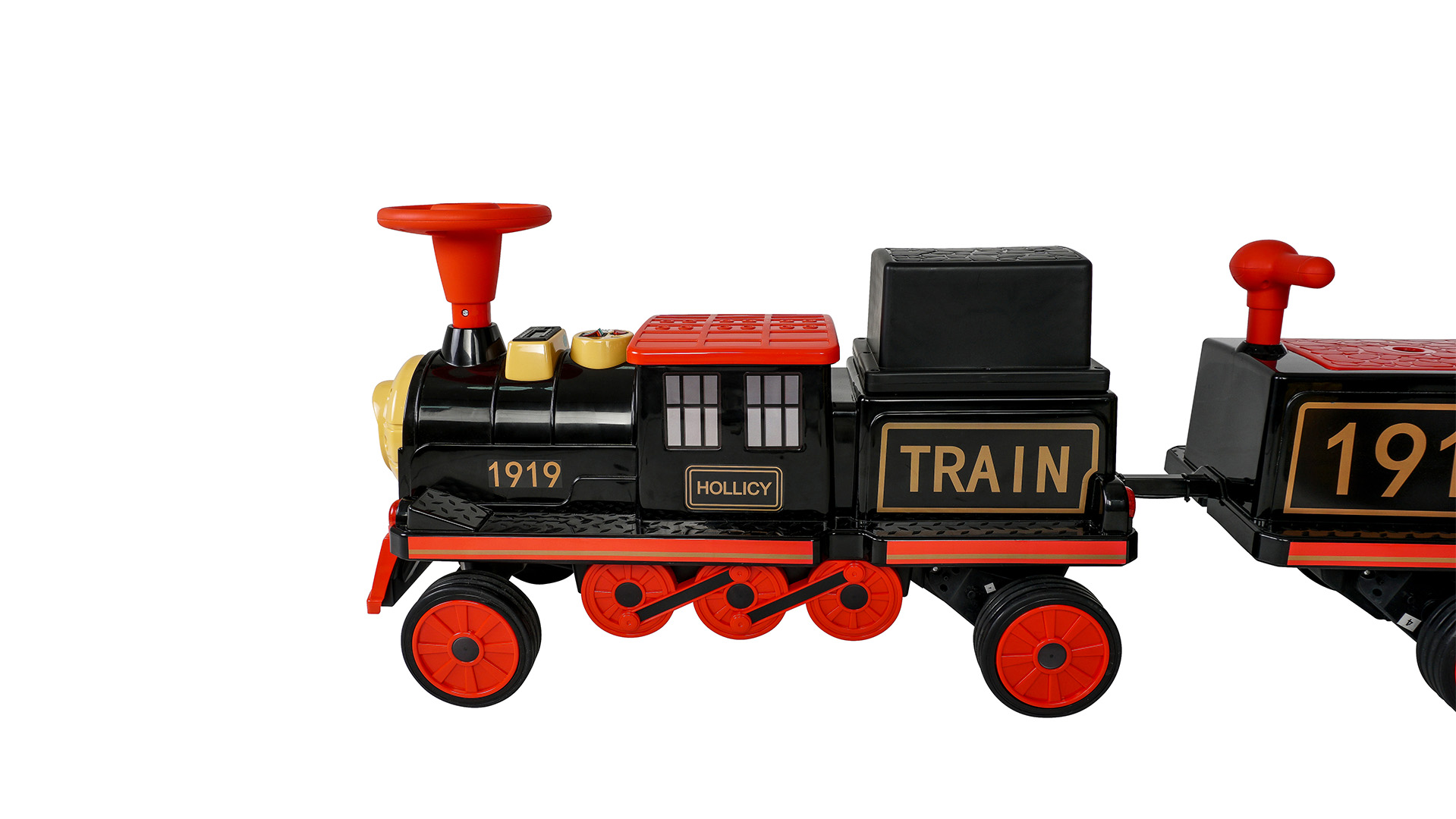 Kinder-Elektrozug mit Anhänger, elektrische Eisenbahn, 3 Sitzplätze, 5 km/h, Soft-Start, 180 Watt – Bild 7