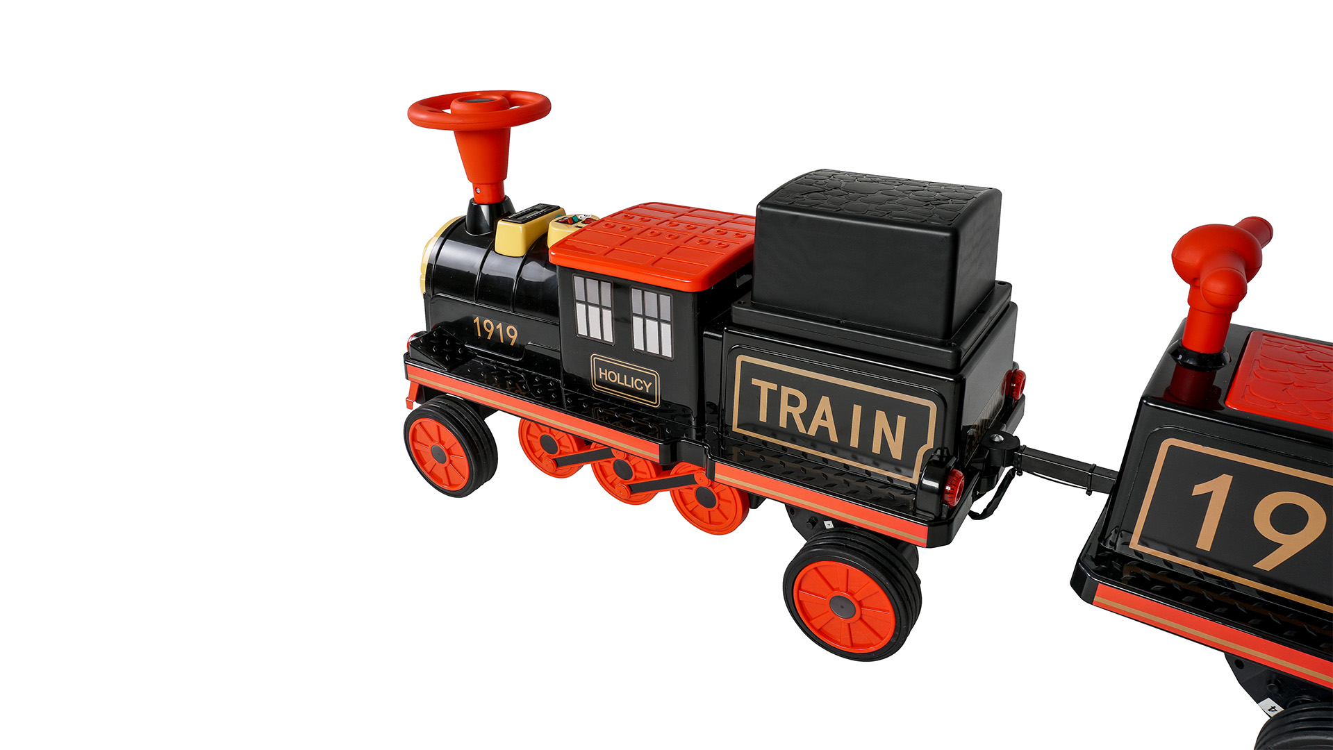 Kinder-Elektrozug mit Anhänger, elektrische Eisenbahn, 3 Sitzplätze, 5 km/h, Soft-Start, 180 Watt – Bild 6