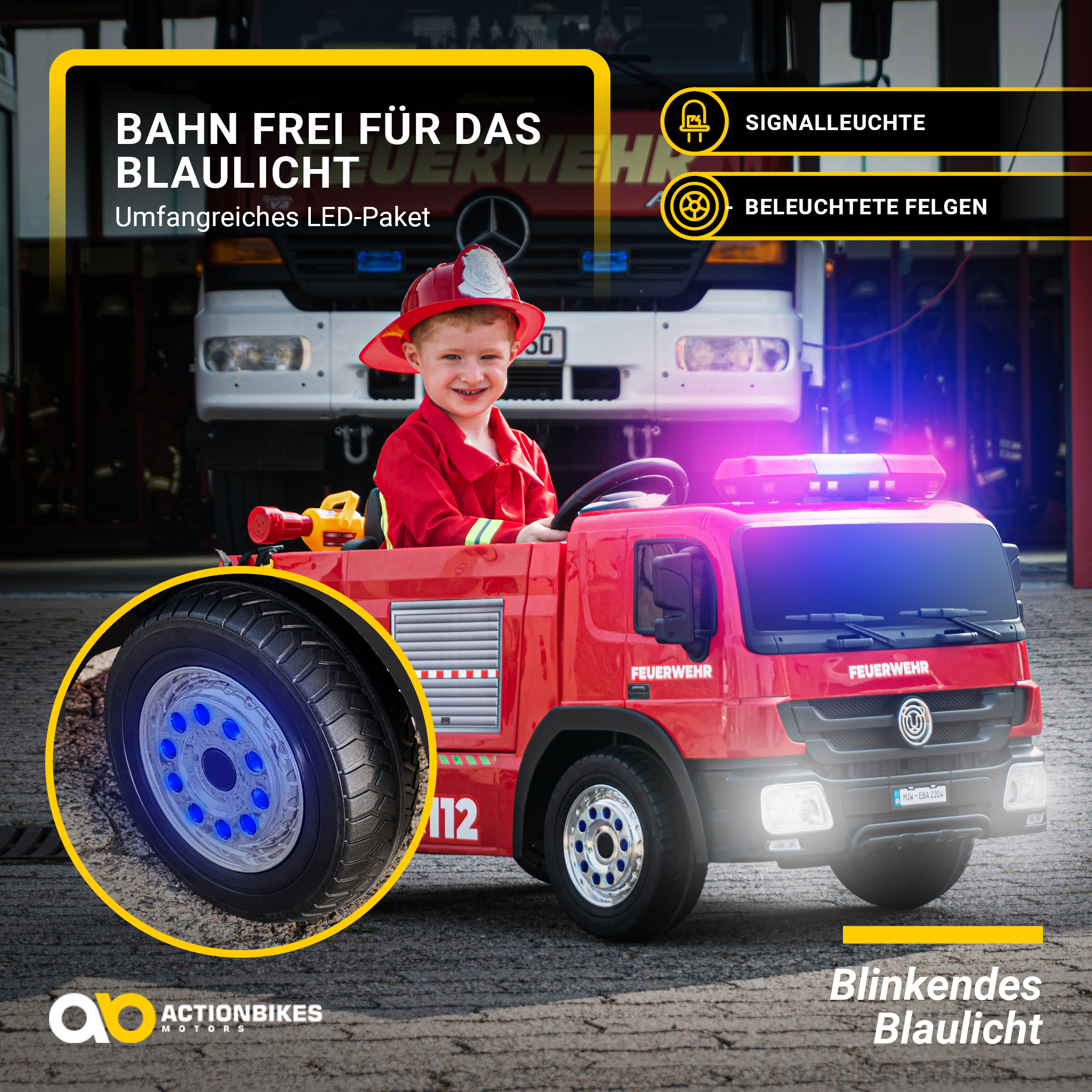 Kinder-Elektro-Feuerwehrauto SX1818, Spritze, Sirene, Blaulicht, 70 Watt, Servolenkung, Bluetooth – Bild 21