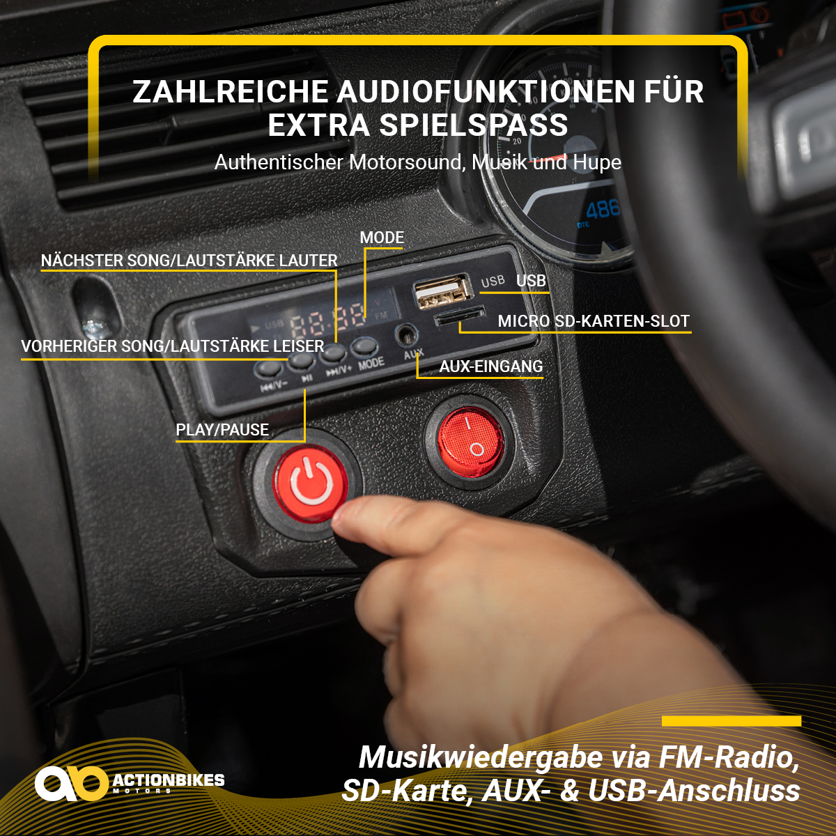 Kinder-Elektroauto Offroad Jeep Adventure, 70 Watt, Fernbedienung, LED, Bremsautomatik, Stossdämpfer – Bild 17