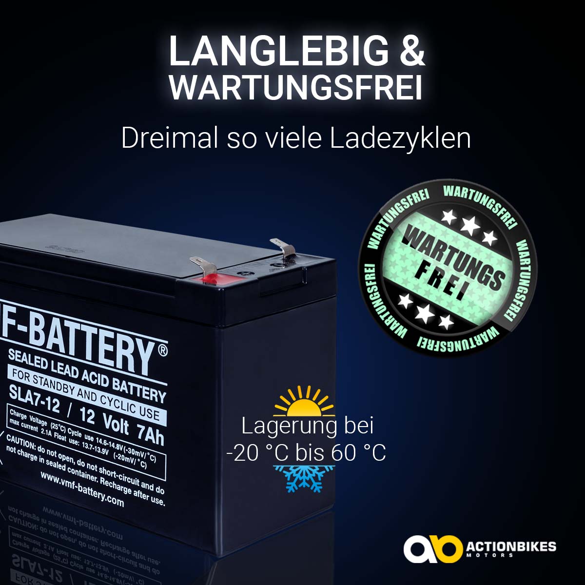 Batterie 6FM7, 12V, 7Ah, Bleiakku – Bild 4