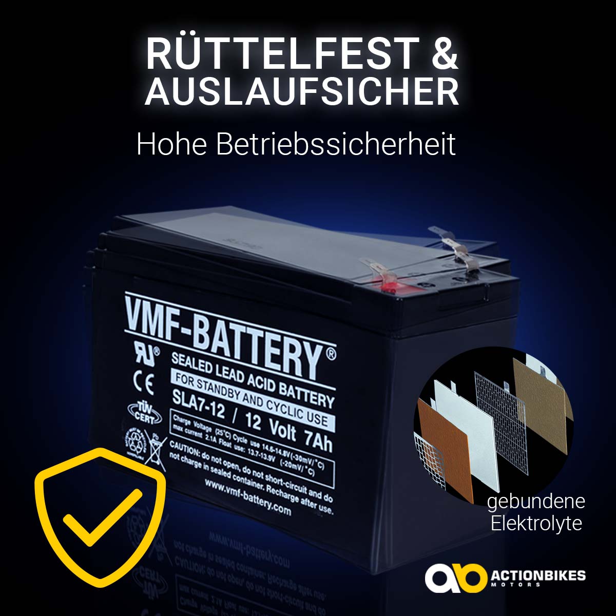 Batterie 6FM7, 12V, 7Ah, Bleiakku – Bild 6