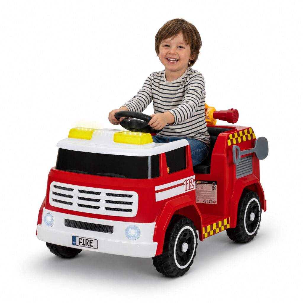 Kinder-Elektro-Feuerwehrauto LF112, Wasserspritze, Sirene, Sprechanlage, Einsatzlicht, 50W, MP3