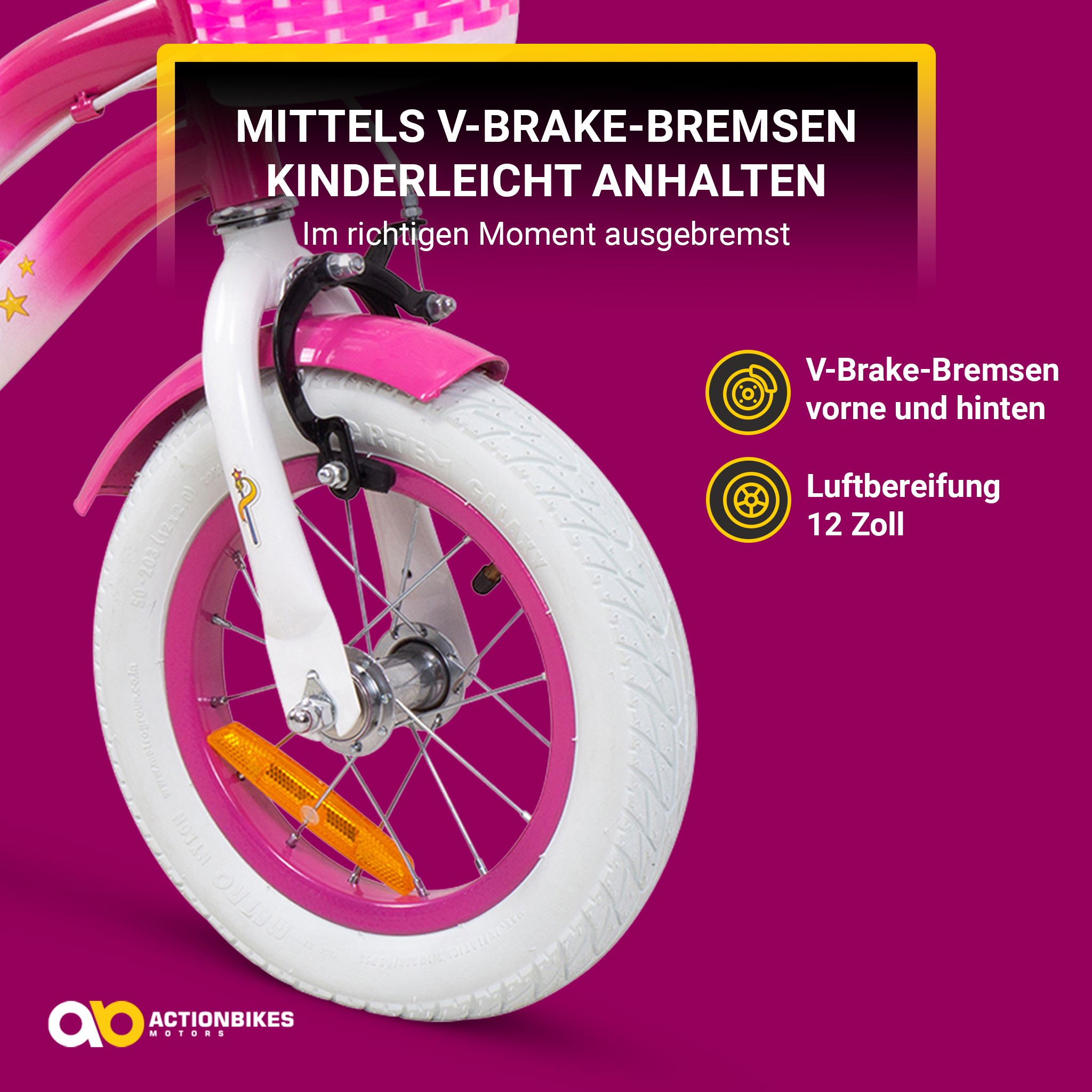 Kinderfahrrad Unicorn 12 Zoll, Pink, Einhorn-Design, Puppensitz, Stützräder, Fahrradkorb – Bild 8