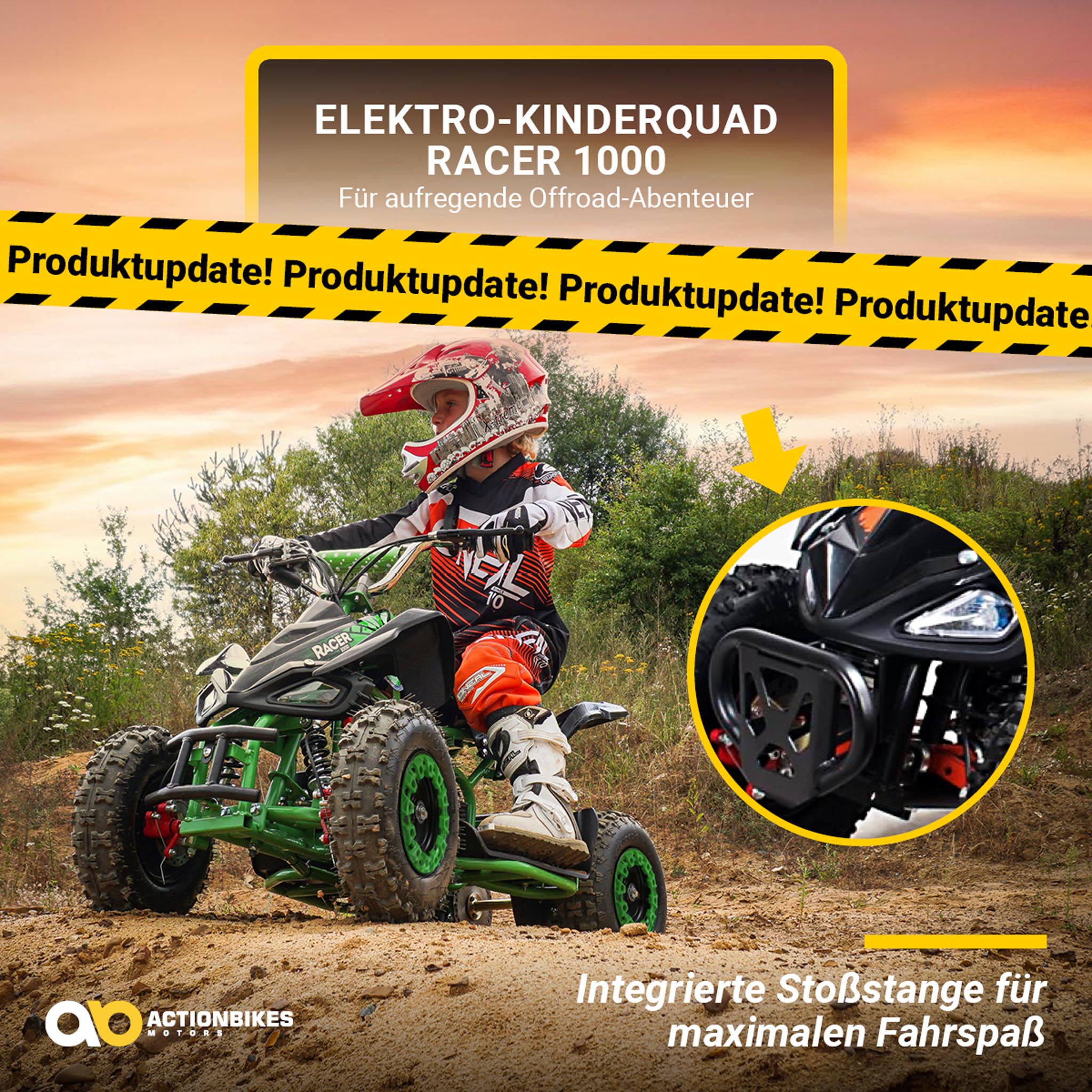 Elektro-Kinderquad Racer 1000, Pocket-Quad, 1000 Watt Elektromotor, 3 Batterien, Stossdämpfer, bis 24 km/h – Bild 4