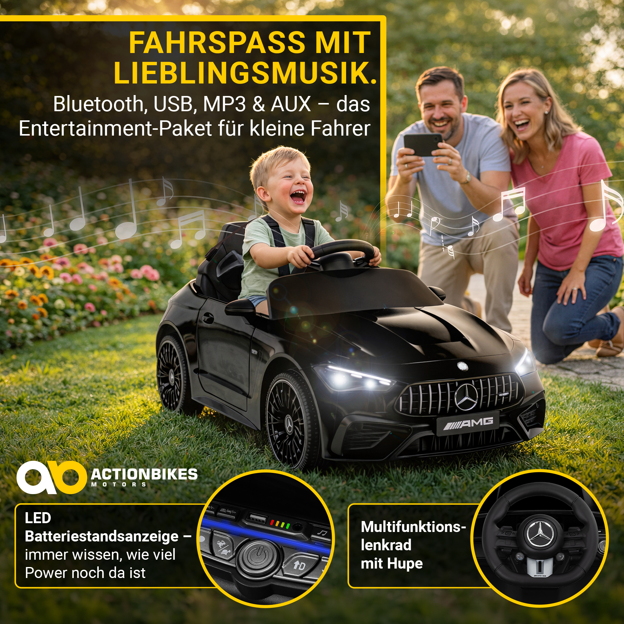 Kinder-Elektroauto Mercedes AMG CLE 53, Bremsautomatik, 3-5 km/h, Soft-Start, LED, Fernbedienung – Bild 20