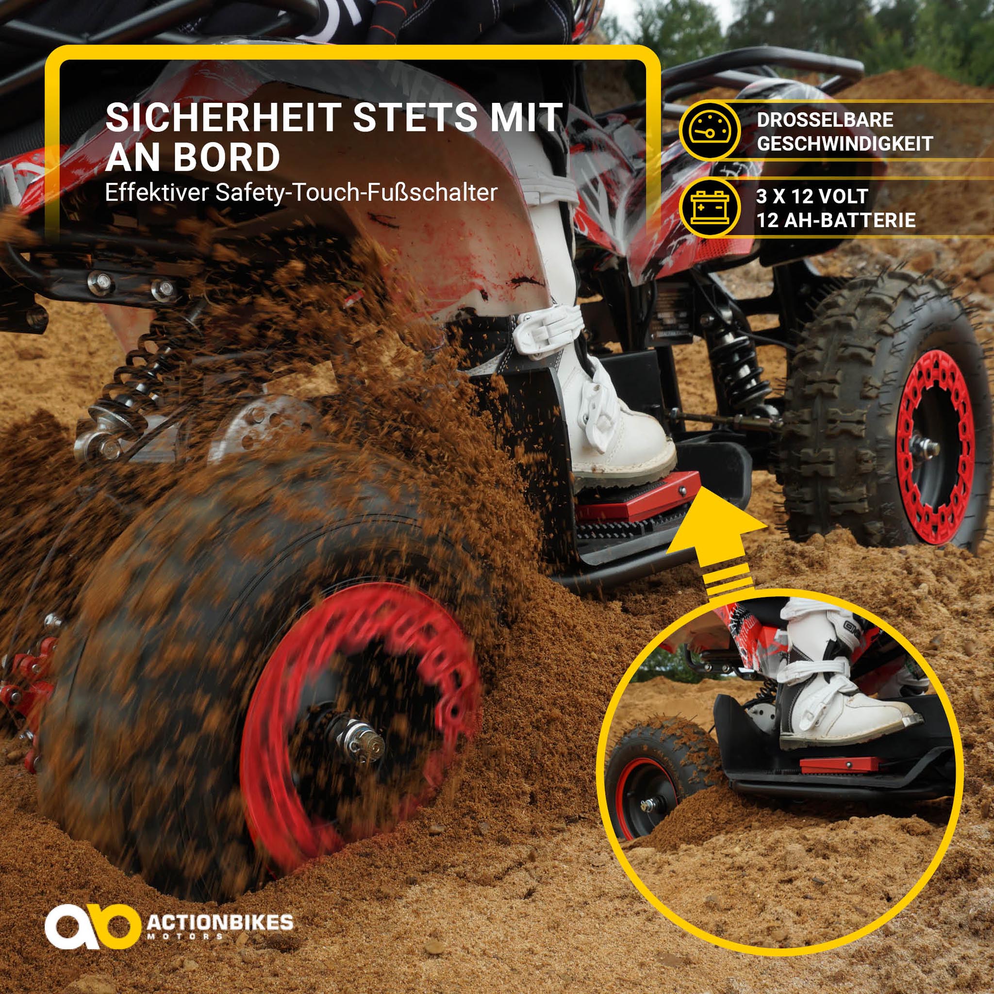 Elektro-Kinderquad Torino, 1000 Watt, Scheibenbremsen, 24 km/h, 3 x 12V-Batterie – Bild 6