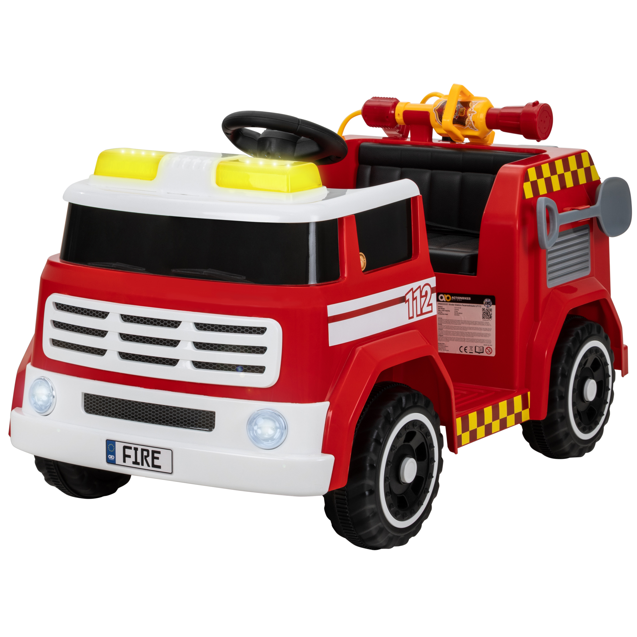 Kinder-Elektro-Feuerwehrauto LF112, Wasserspritze, Sirene, Sprechanlage, Einsatzlicht, 50W, MP3 – Bild 20