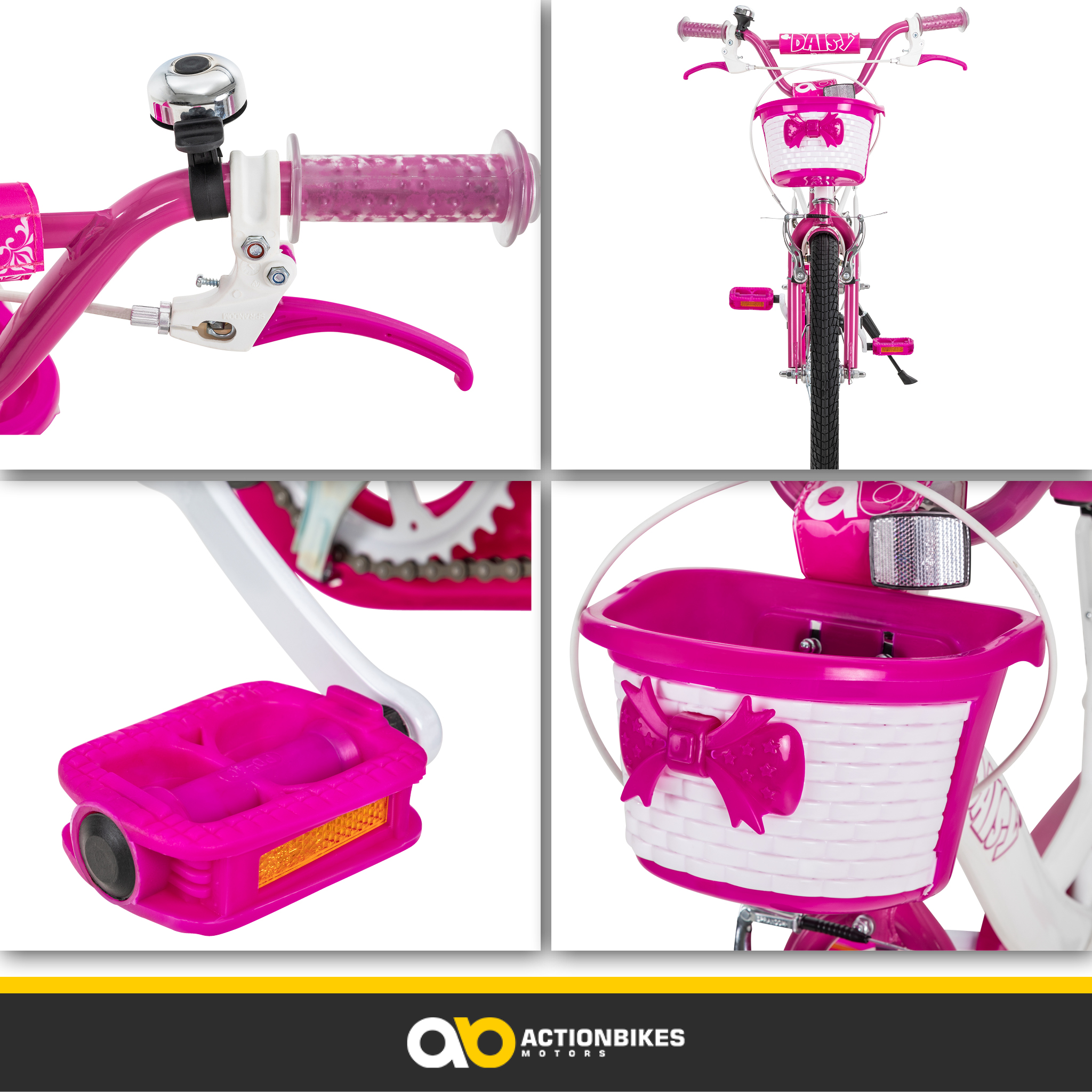 Kinderfahrrad Daisy 20 Zoll, pink, V-Brake-Bremsen, Antirutschgriffe, Kettenschutz, Korb – Bild 20