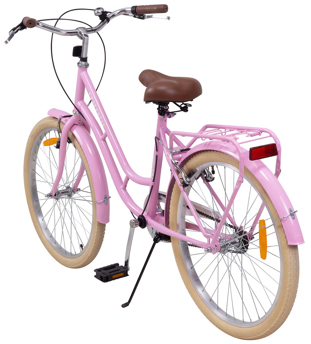 Kinderfahrrad Retrostar 24 Zoll, Rosa, Fahrradständer, Gepäckträger, Sattel gefedert – Bild 7