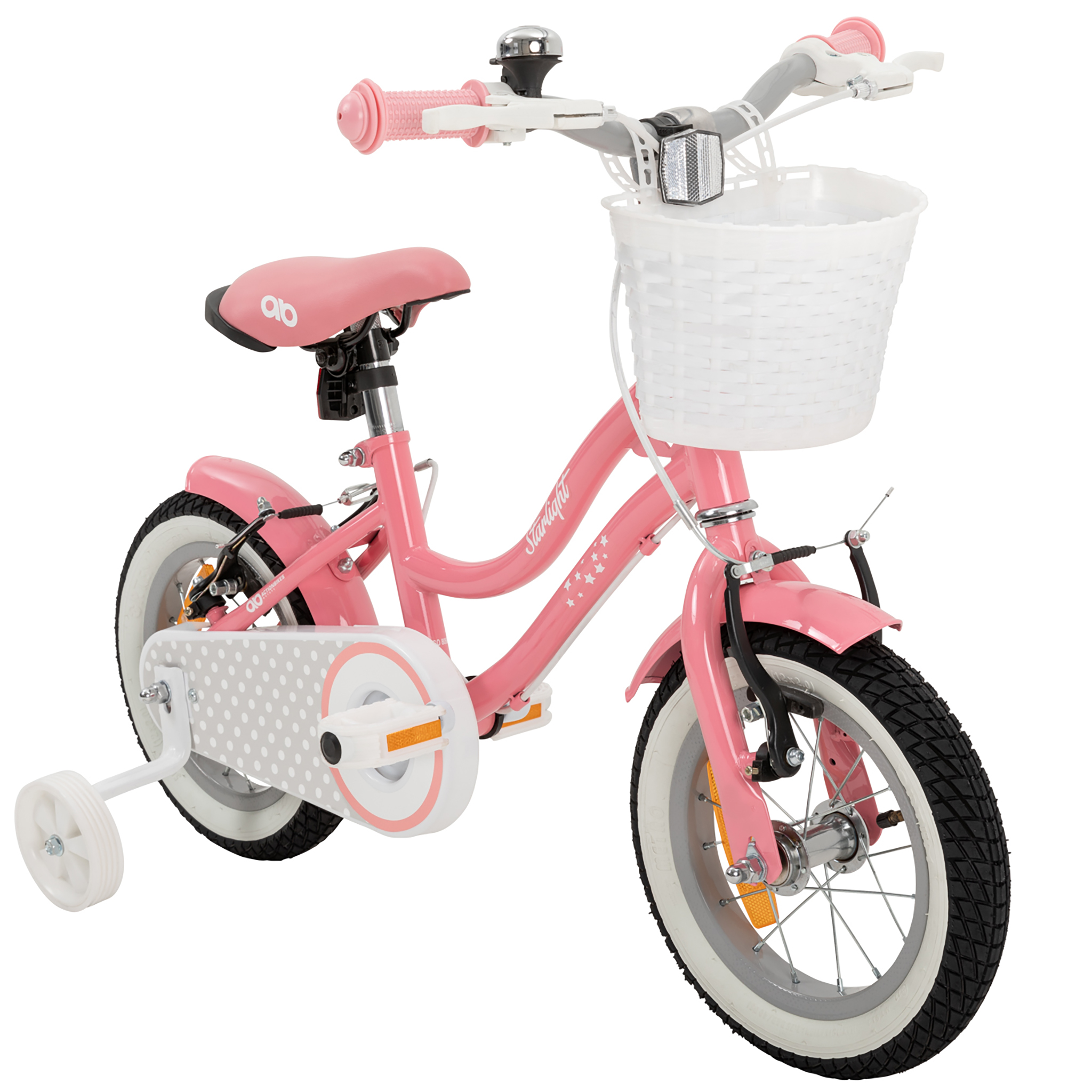 Kinderfahrrad Starlight 12 Zoll, Rosa, Stützräder, Fahrradkorb, Klingel, Kettenschutz – Bild 6