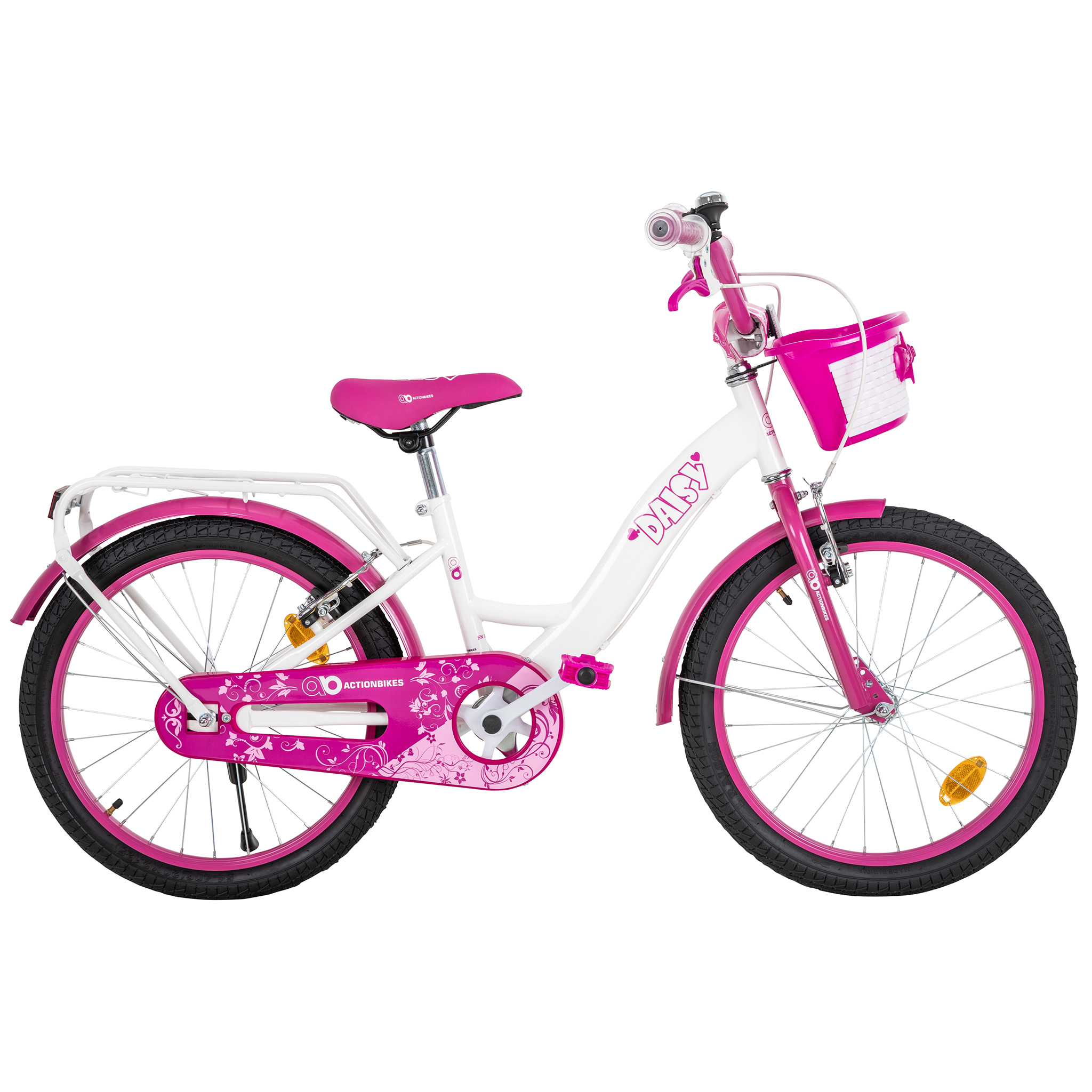 Kinderfahrrad Daisy 20 Zoll, pink, V-Brake-Bremsen, Antirutschgriffe, Kettenschutz, Korb – Bild 21