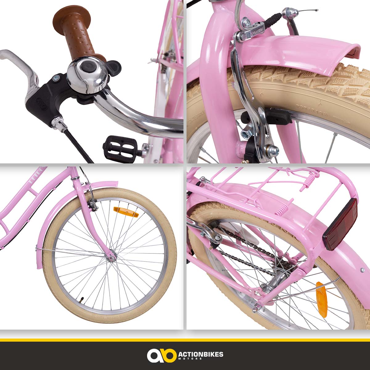 Kinderfahrrad Retrostar 24 Zoll, Rosa, Fahrradständer, Gepäckträger, Sattel gefedert – Bild 8