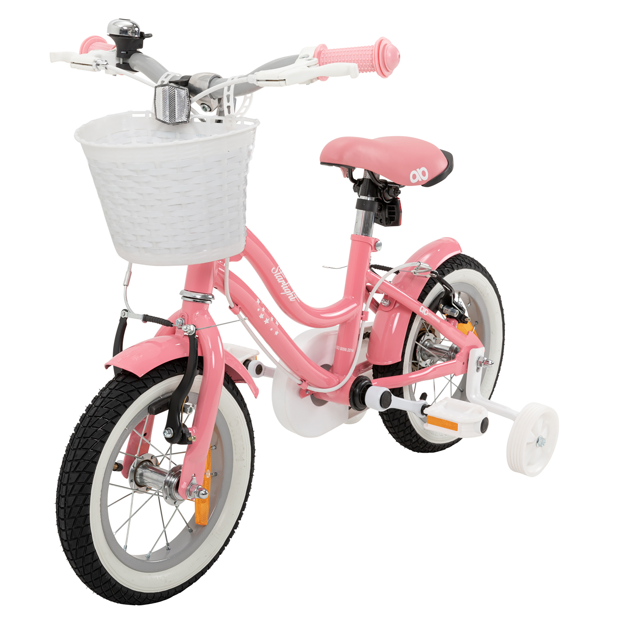 Kinderfahrrad Starlight 12 Zoll, Rosa, Stützräder, Fahrradkorb, Klingel, Kettenschutz – Bild 7