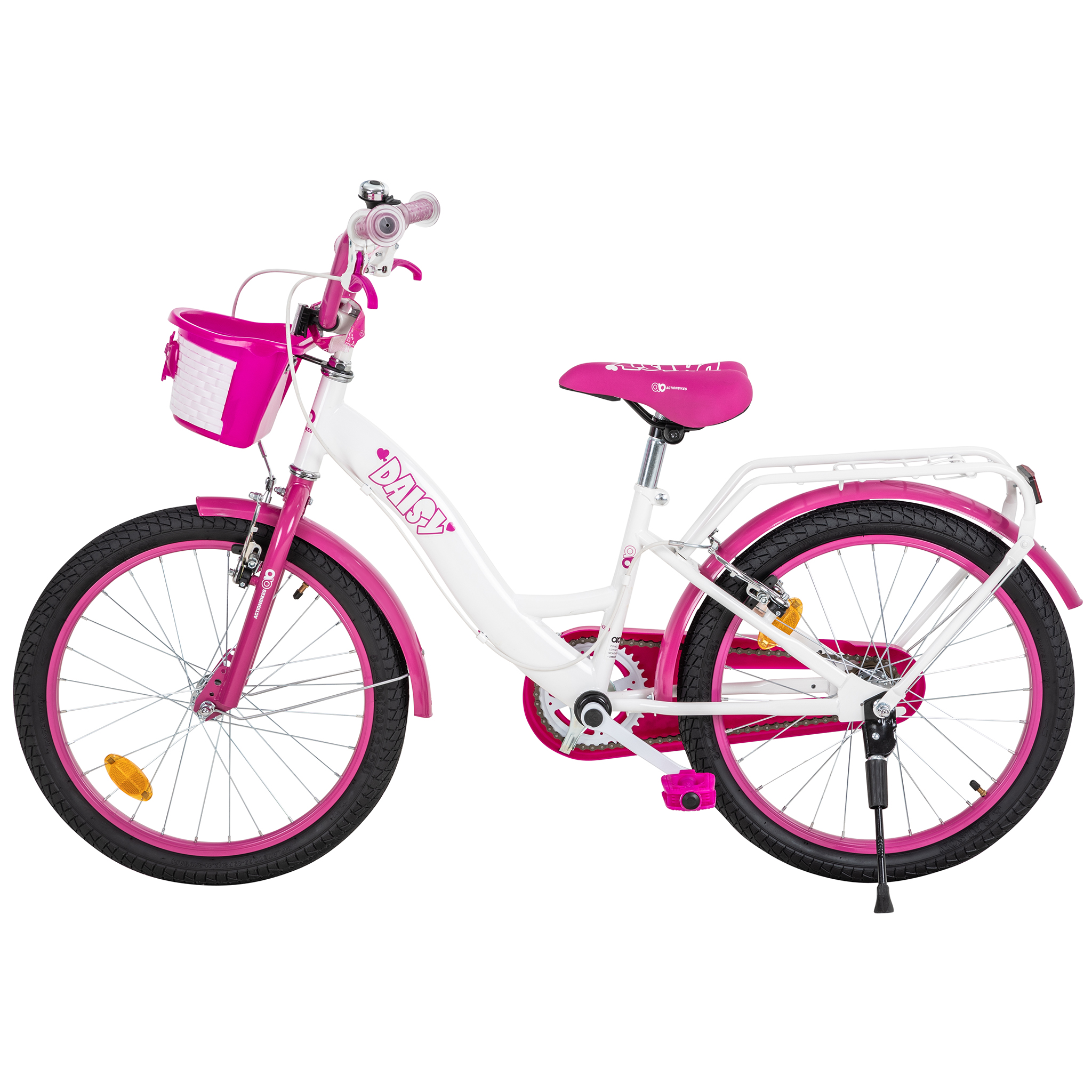 Kinderfahrrad Daisy 20 Zoll, pink, V-Brake-Bremsen, Antirutschgriffe, Kettenschutz, Korb – Bild 22