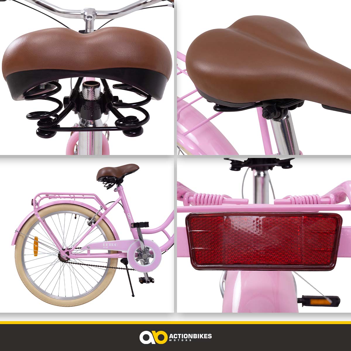 Kinderfahrrad Retrostar 24 Zoll, Rosa, Fahrradständer, Gepäckträger, Sattel gefedert – Bild 9