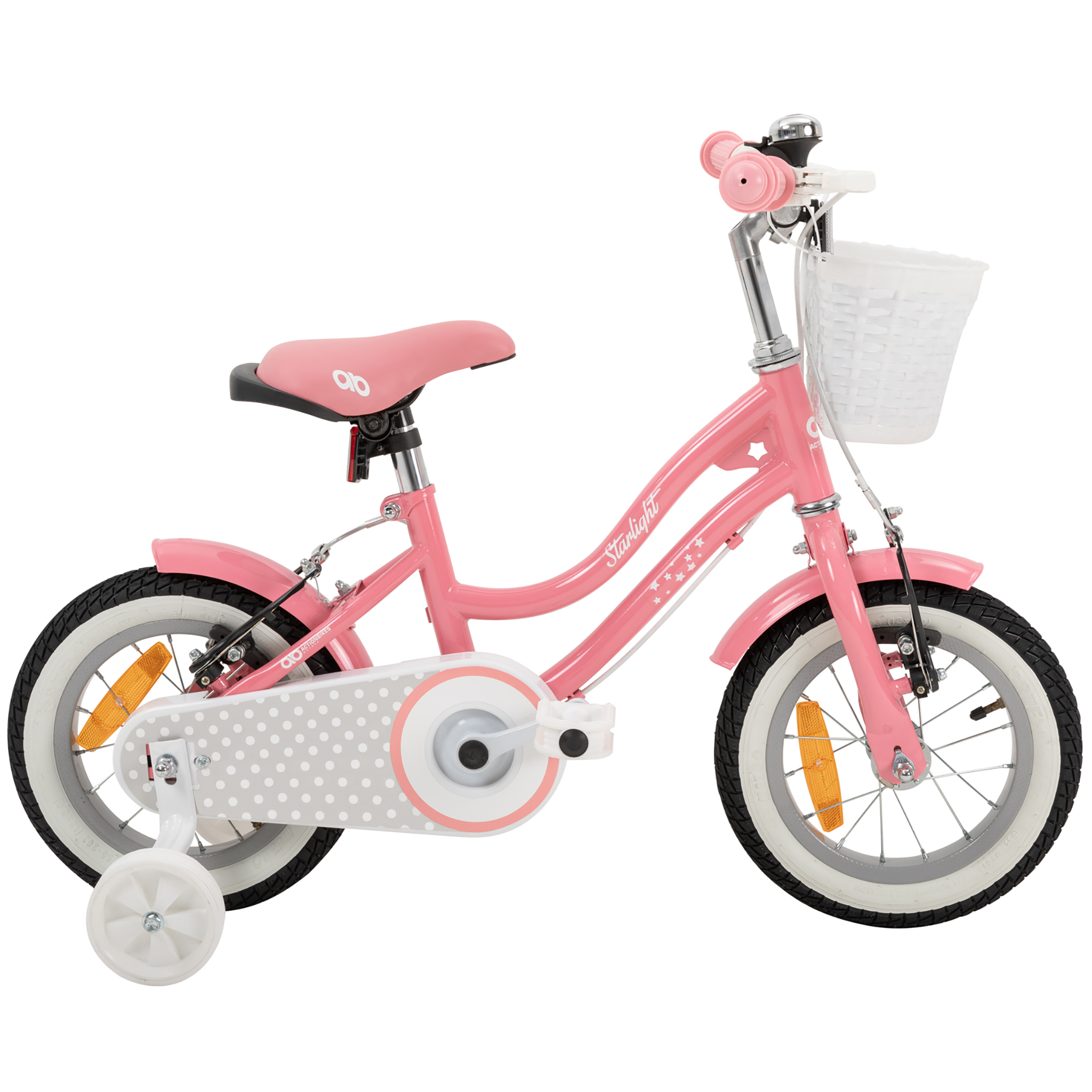 Kinderfahrrad Starlight 12 Zoll, Rosa, Stützräder, Fahrradkorb, Klingel, Kettenschutz – Bild 8