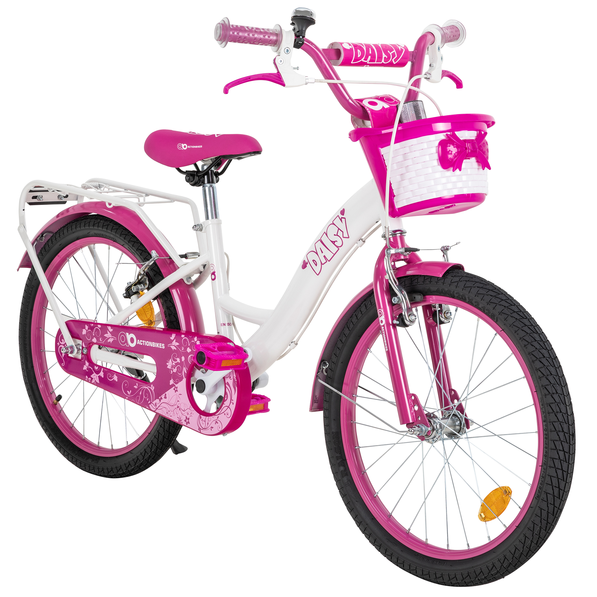 Kinderfahrrad Daisy 20 Zoll, pink, V-Brake-Bremsen, Antirutschgriffe, Kettenschutz, Korb – Bild 23