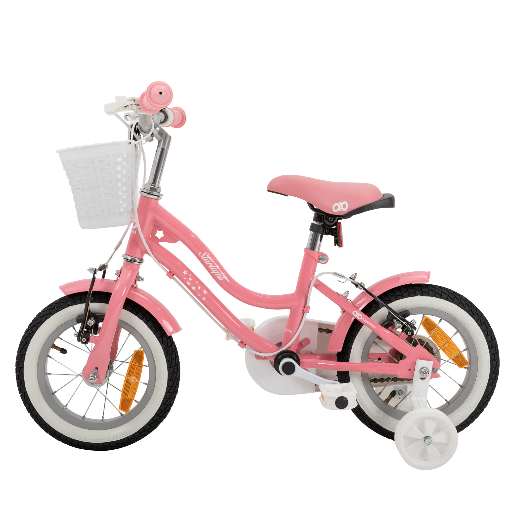 Kinderfahrrad Starlight 12 Zoll, Rosa, Stützräder, Fahrradkorb, Klingel, Kettenschutz – Bild 9