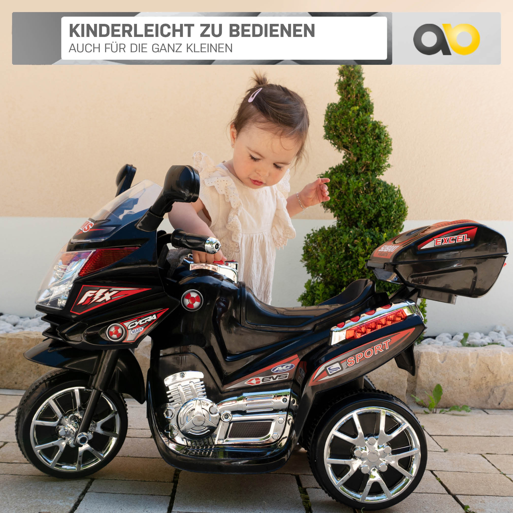Kindermotorrad C051, Kinder-Elektro-Motorrad mit 12-Watt-Motor, LED-Scheinwerfer, 2-Gang-Getriebe – Bild 8