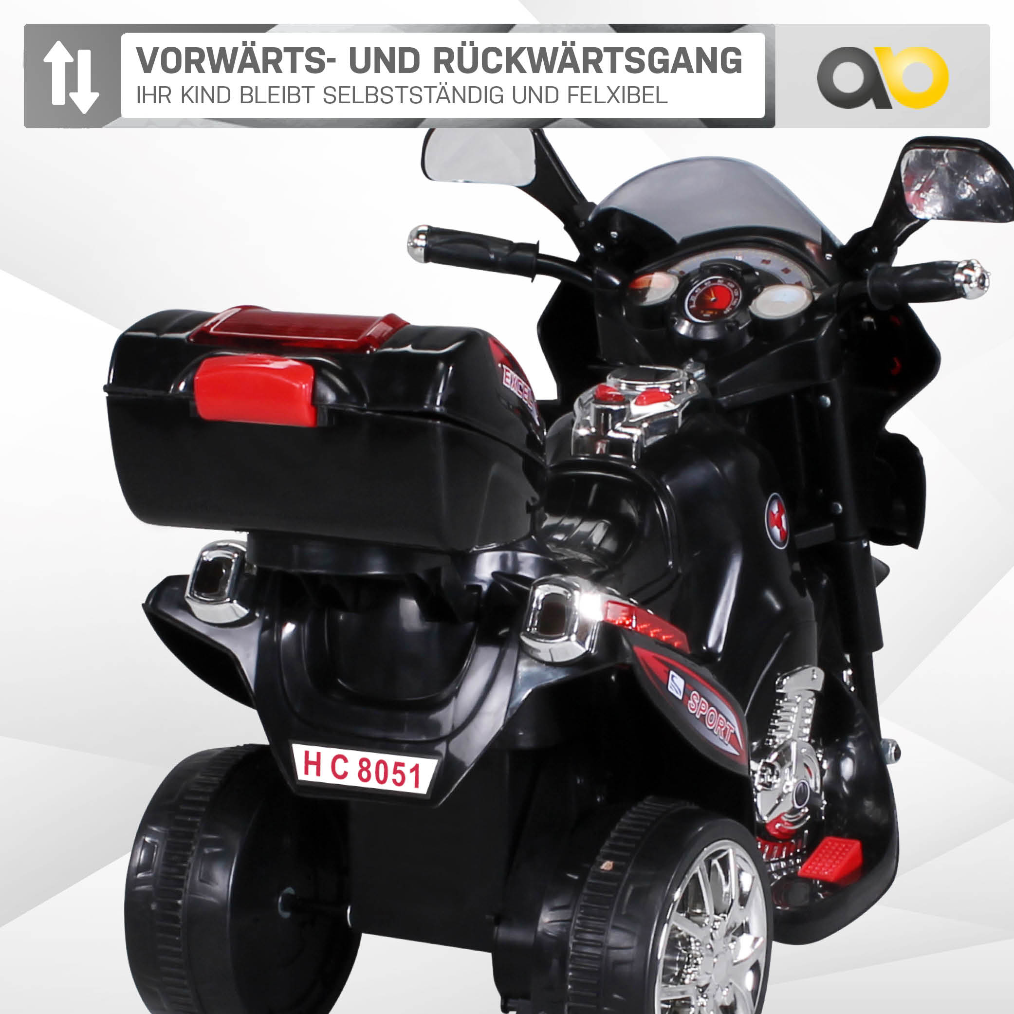 Kindermotorrad C051, Kinder-Elektro-Motorrad mit 12-Watt-Motor, LED-Scheinwerfer, 2-Gang-Getriebe – Bild 11